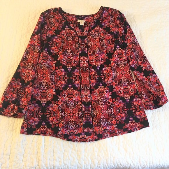 J. Crew Floral Popover Peasant Blouse Boho - M - Picture 2 of 7